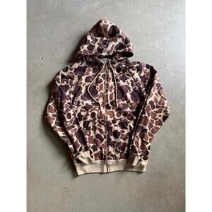 VTG Duck Bay Desert Camo Zip Up Hoodie Sz L